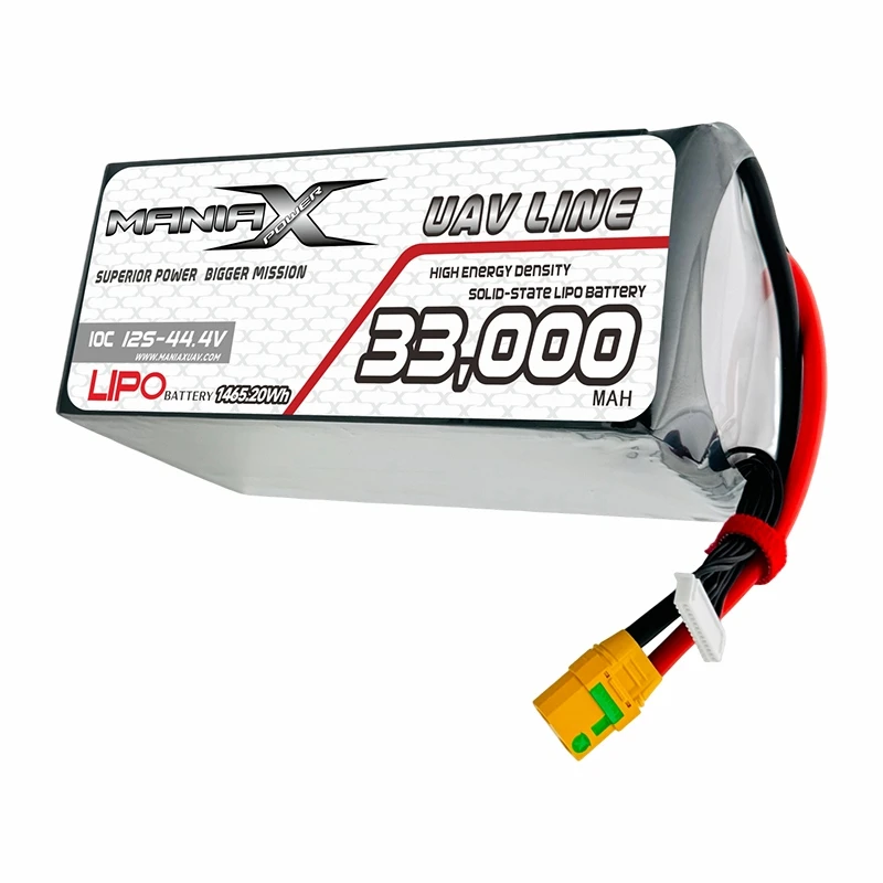 ManiaX Solid{0}}State Lipo 12S-44,4V 33 000 mAH 10C Drone & UAV -akku